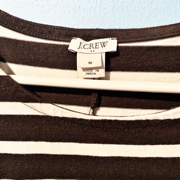J. Crew Ruffle Sleeve Dress in Black and White Stripe NWOT - Picture 3 of 5